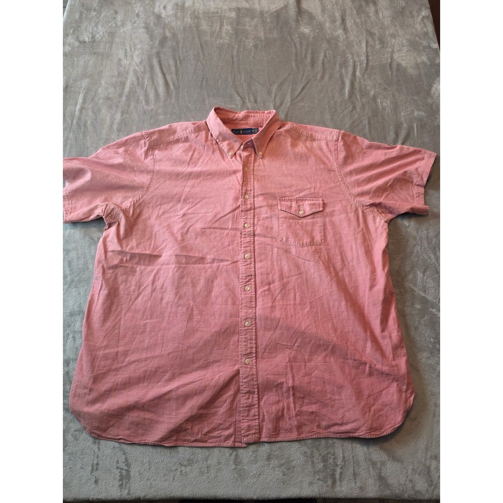 Ralph Lauren Button Down Shirt Mens 3XB Pink Short Sleeve Big & Tall Cotton